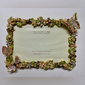 Argento Swarovski Crystal 6x4 Floral Butterfly & Dragonfly Frame - NWT